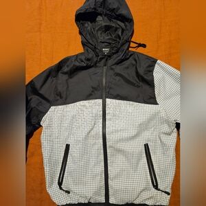 WEIV Los Angeles Windbreaker Contrast Sleeve Zip Up Jacket Small Check Plaid